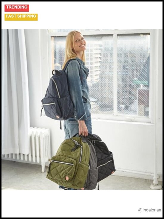 Quilted Nylon Travel Backpack with Laptop Compartment